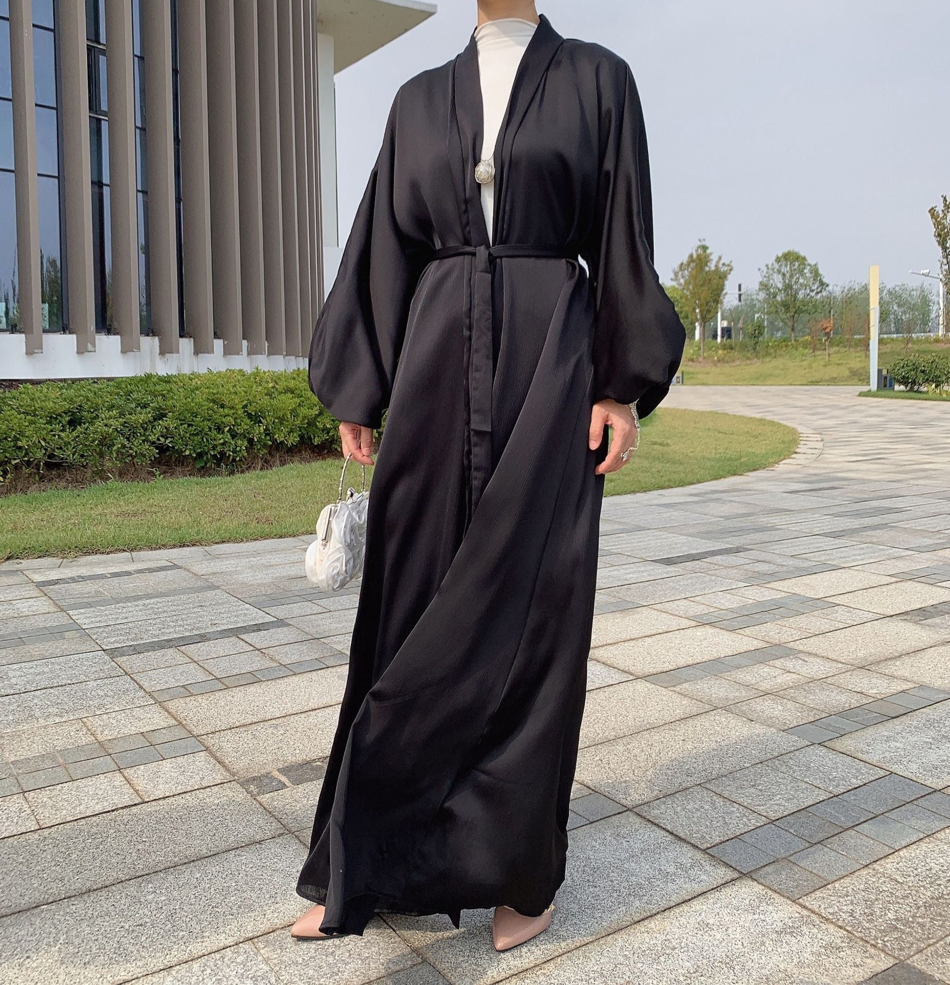 Wepbel Robe Dubai Drawstring Sleeve Dress Abaya Women's Islamic Clothing Hijab Cardigan Islamic Clothing Caftan Kimono Abaya