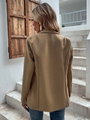 Lapel Collar Blazer Women Long Sleeve Elegant Button Down Office Lady Jacket Spring Autumn Solid Color V Neck Vintage Blazers