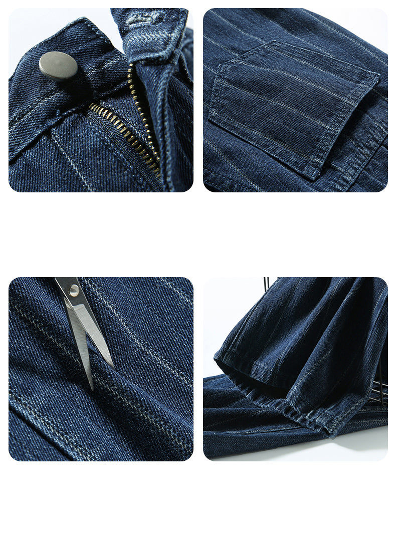 Stripe Jeans Straight Pants Loose High Waist Plus Size Women Casual  Fashion Retro Cowboy Wide Leg Trousers 2022 New
