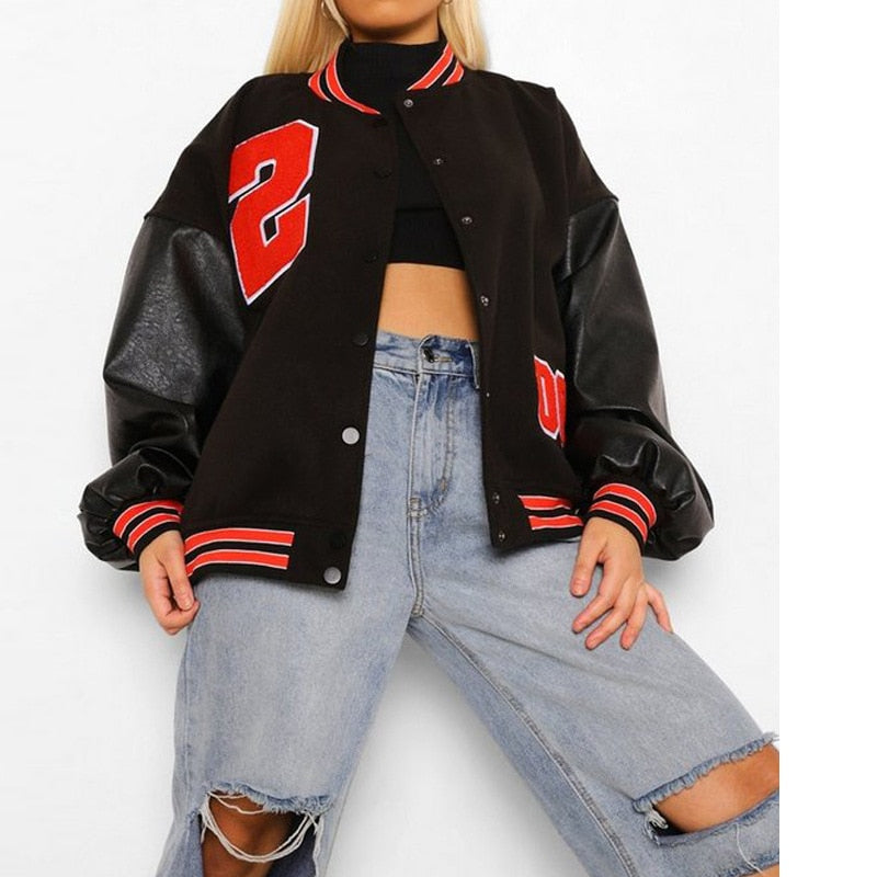 European and American English alphabet high quality towel embroidered jackets coats women's street retro baseball uniform jacket