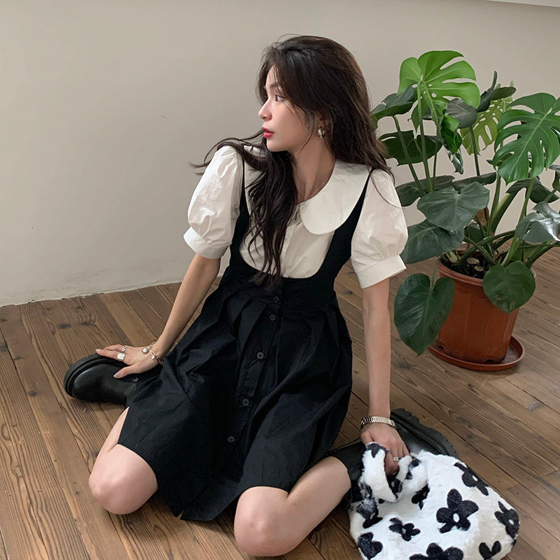 Summer Elegant Dresses Women Casual Short Sleeve Vintage Mini Dress Female Evening Party Dress Kawaii 2 Piece Set Design