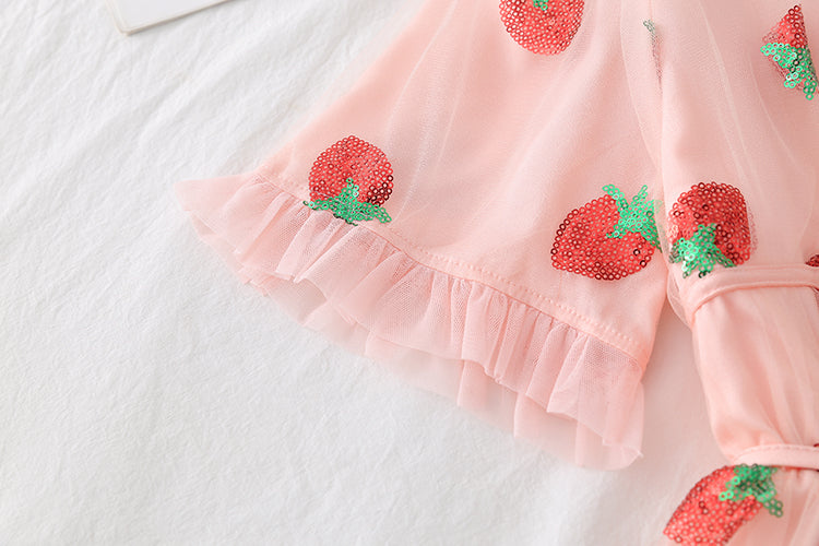 Sweet Elegant Strawberry Dress Women Summer 2022 Pink Beach Boho Party Midi Dress Ruffle Kawaii Korean Casual Vacation Clothing