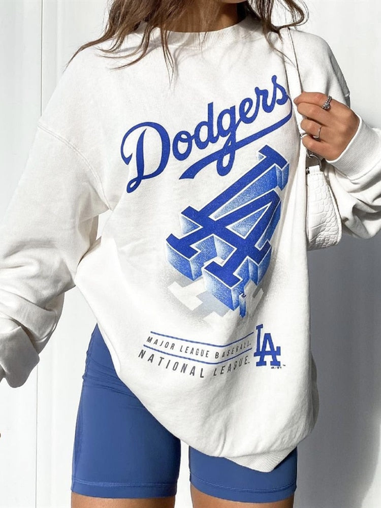 American Vintage Letter Printed White Sweatshirt Women Oversized Fashion Sport Winter Clothes New Korean Fashion Streetwear