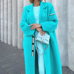 Lizakosht Women Woolen Coat Winter Elegant Temperament Coat Casual Loose Warm Mid Length Woolen Coat Jackets Female Ladies Streetwear