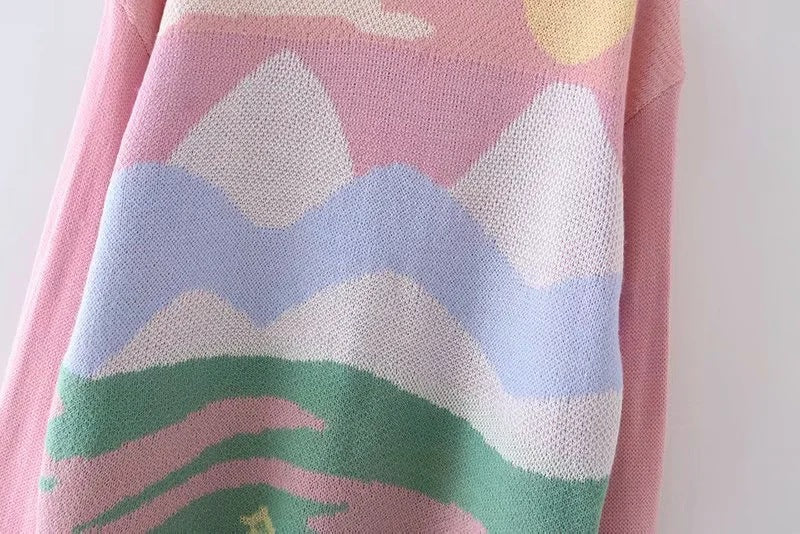Warm Y2K fall/winter pullover sweater new pink cute loose wild pullover round neck pink sweater