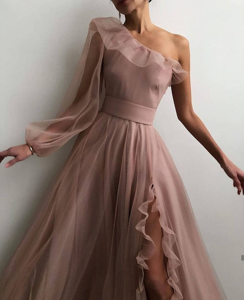 Lizakosht A line Evening Dress Promdress Short Simple Evening Gown Long Sleeves Robe De Soiree Formal Party Dresses Custom made