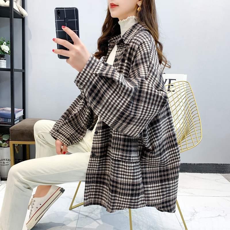 Women Spring Autumn Long Sleeve Blouse Plaid Flannel Boyfriend Tunic Shirts Loose Casual Street Lady Korean Oversized Top
