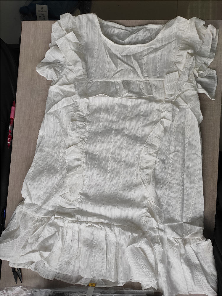 Ruffles Straight Dress Women Cotton Vintage Summer Party Dress Loose O-Neck Butterfly Sleeve Elegant Dress Cocktail Sexy Club