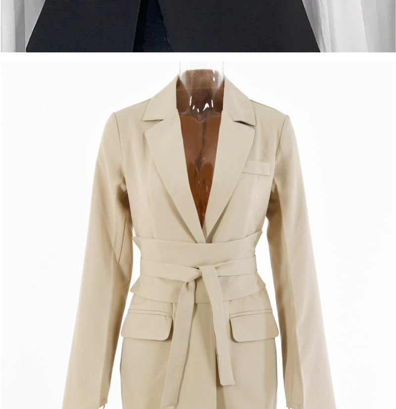 Spring Autumn Jacket Suit Women Blazer Double Faced Fleece Fashion Lace-up Wrap Waist Slim Lady Cardigan Coat For Female