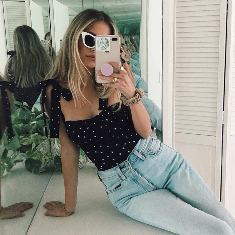 Sexy Cropped top t shirt Bandage Halter Ruched Black Flower tops for women Spring Autumn Ropa mujer Vetement femme Woman clothes