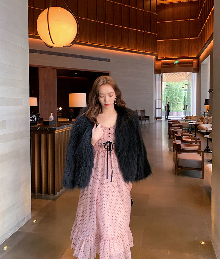 French Vintage Midi Dress Women Puffer Sleeve Square Collor Office Elegant Dress Female 2021 Spring Dot One Piece Dress Korean