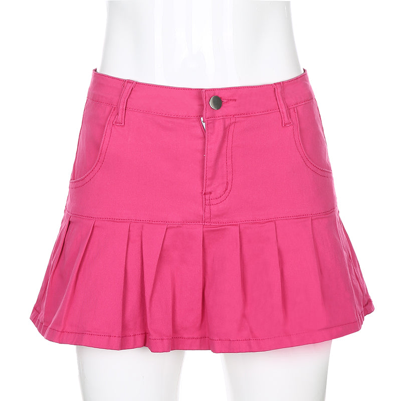 Harajuku Punk Y2K Denim Mini Pleated Skirt Ladies Summer High Waist Jeans Shorts Skirts Women Ruffles Fashion Korean
