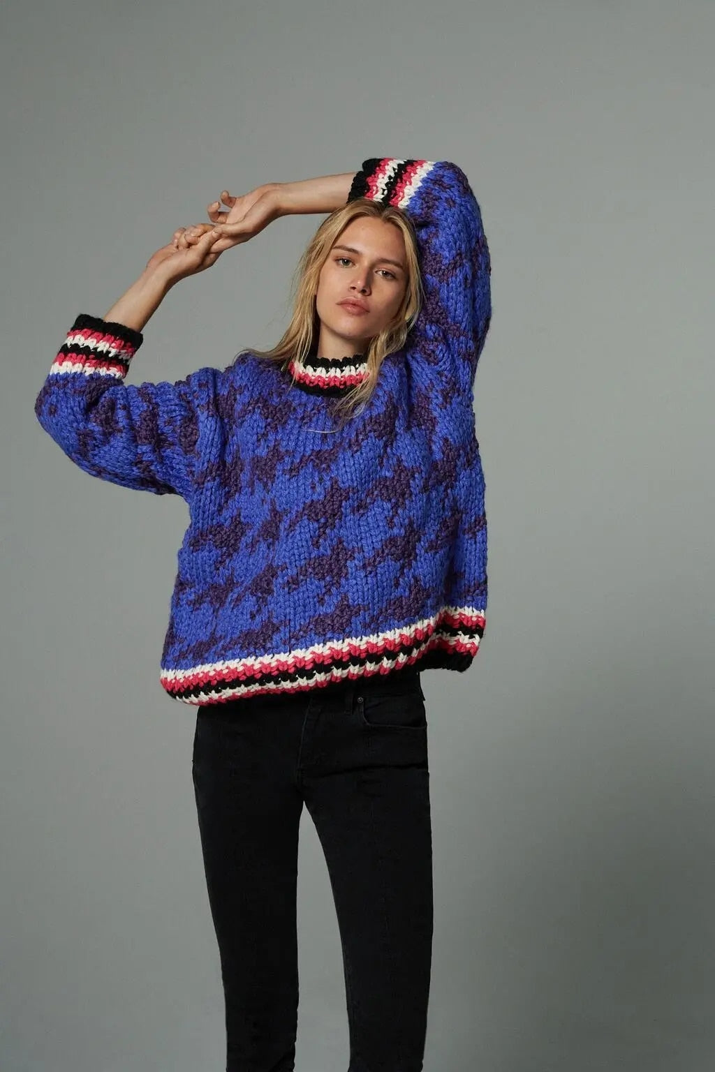 Spring Autumn Women Vintage Round Neck knitting Sweater Female Casual oversize Pullover Long Sleeve Chic Top