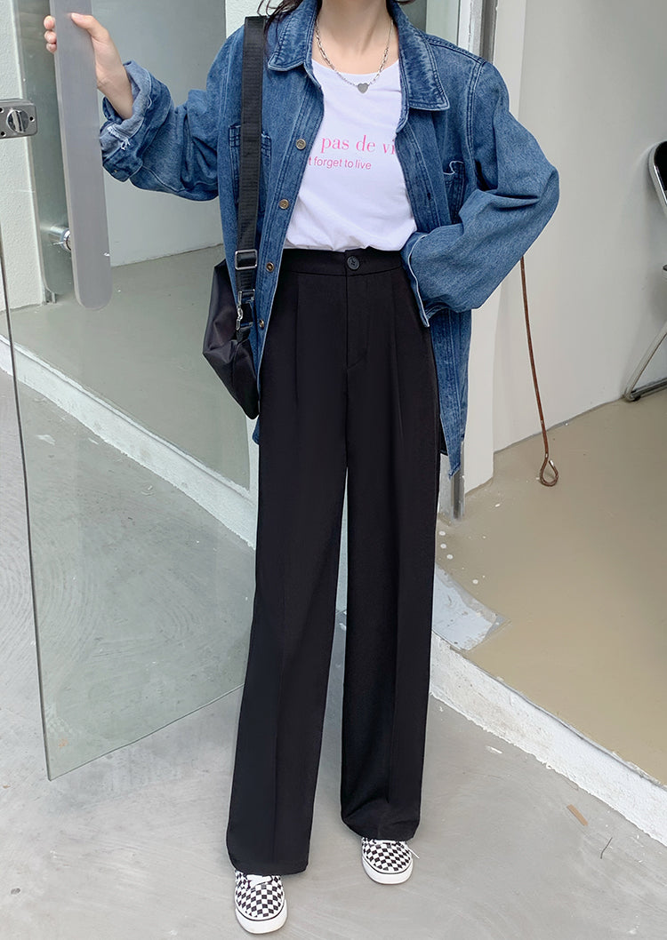 Casual Single Button Women Straight Pants Autumn Winter Pantalon High Waist Female Suit Pants