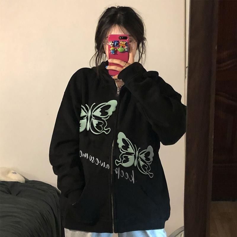 New Gothic Hoodies Women Clothes Fashion Vintage Ins Irregular Printing Long Sleeve Clothes for Teens Sweatshirt