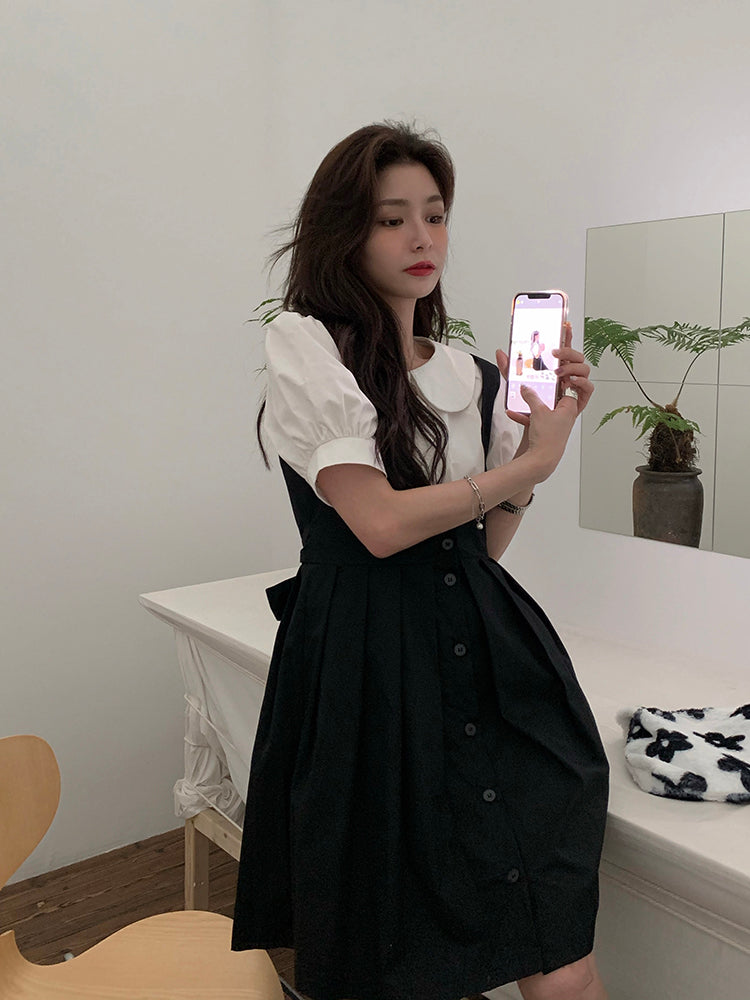 Summer Elegant Dresses Women Casual Short Sleeve Vintage Mini Dress Female Evening Party Dress Kawaii 2 Piece Set Design