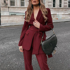 Women's Solid Color Suit Jacket Suit Autumn 2022 New Fashion Style Loose Two Piece Women's Slim Casual Blazer Suit Suit