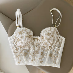 Palace style chain link flower gold silk embroidery bra lace soft bone shaping thin underwear light luxury girl lingerie