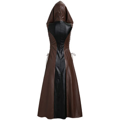 Medieval Archer Ranger Elf Halloween Hobbit Costume Women Assassin Jerkin Cosplay Bodice Dress Leather Hood Robe Cloak For Adult