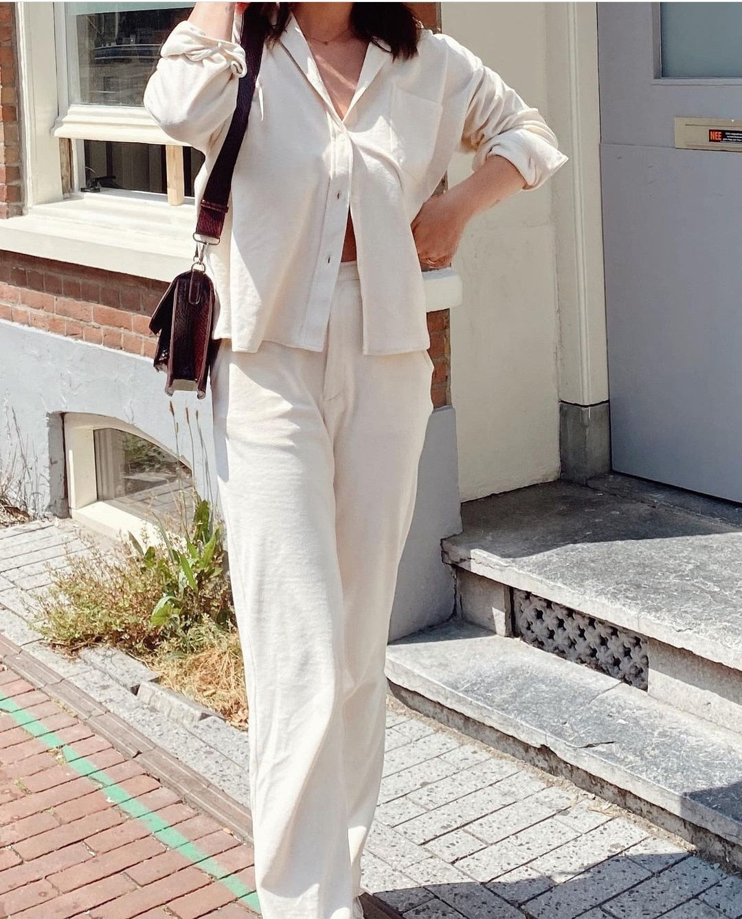 Autumn New Pant Suits Women Long Sleeve Solid Shirt Elastic Waist Wide Leg Pants Set Mujer 2 Piece Set Casual Outfit
