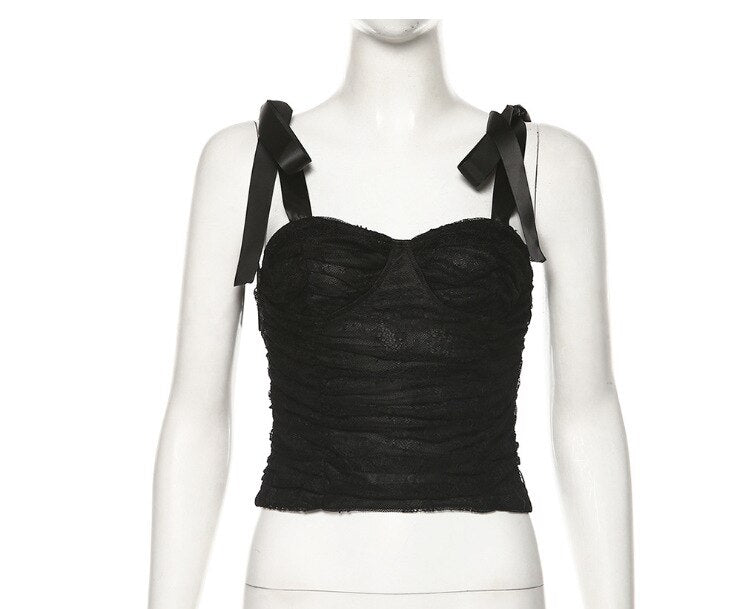 Satin  Summer 2021 New One-word Neck Strap Suspenders Mesh Stitching Halter Slim-fitting All-match Vest Women Party Halter Top