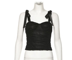 Satin  Summer 2021 New One-word Neck Strap Suspenders Mesh Stitching Halter Slim-fitting All-match Vest Women Party Halter Top