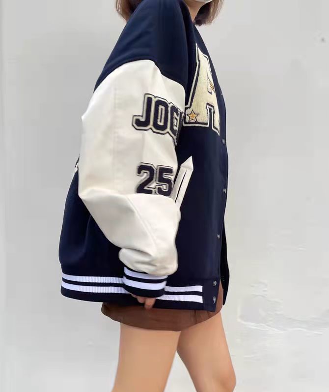 American retro letter embroidery flocking Y2K street hip-hop baseball uniform jacket female new college style couple outfit