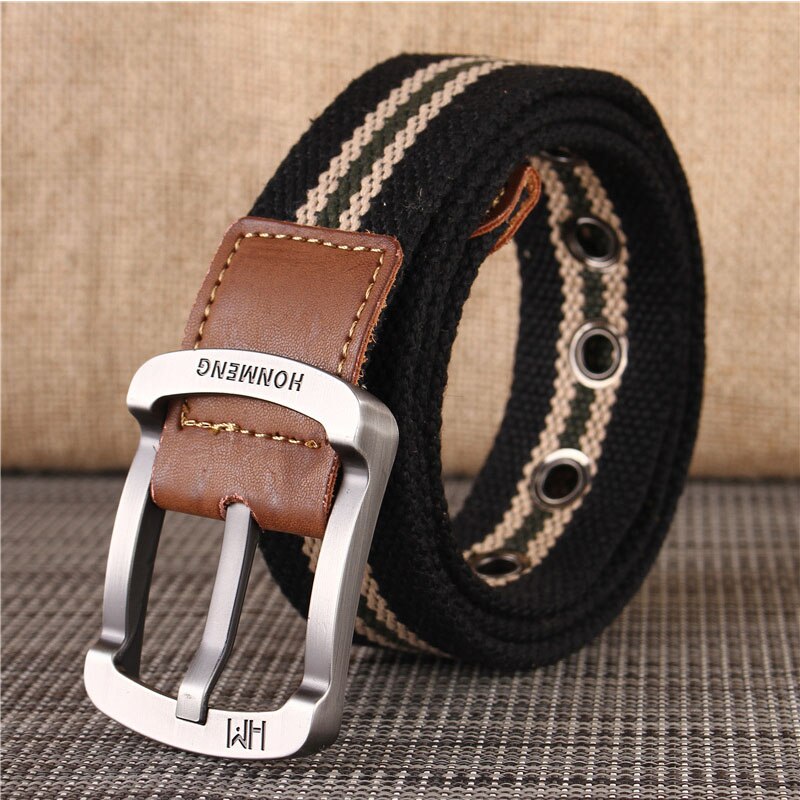 High quality Designer Luxury Brand Canvas Belt Metal Pin Bukcle Fabric Long Belts Men Trouser Multiple Colour Waist Accesories 4