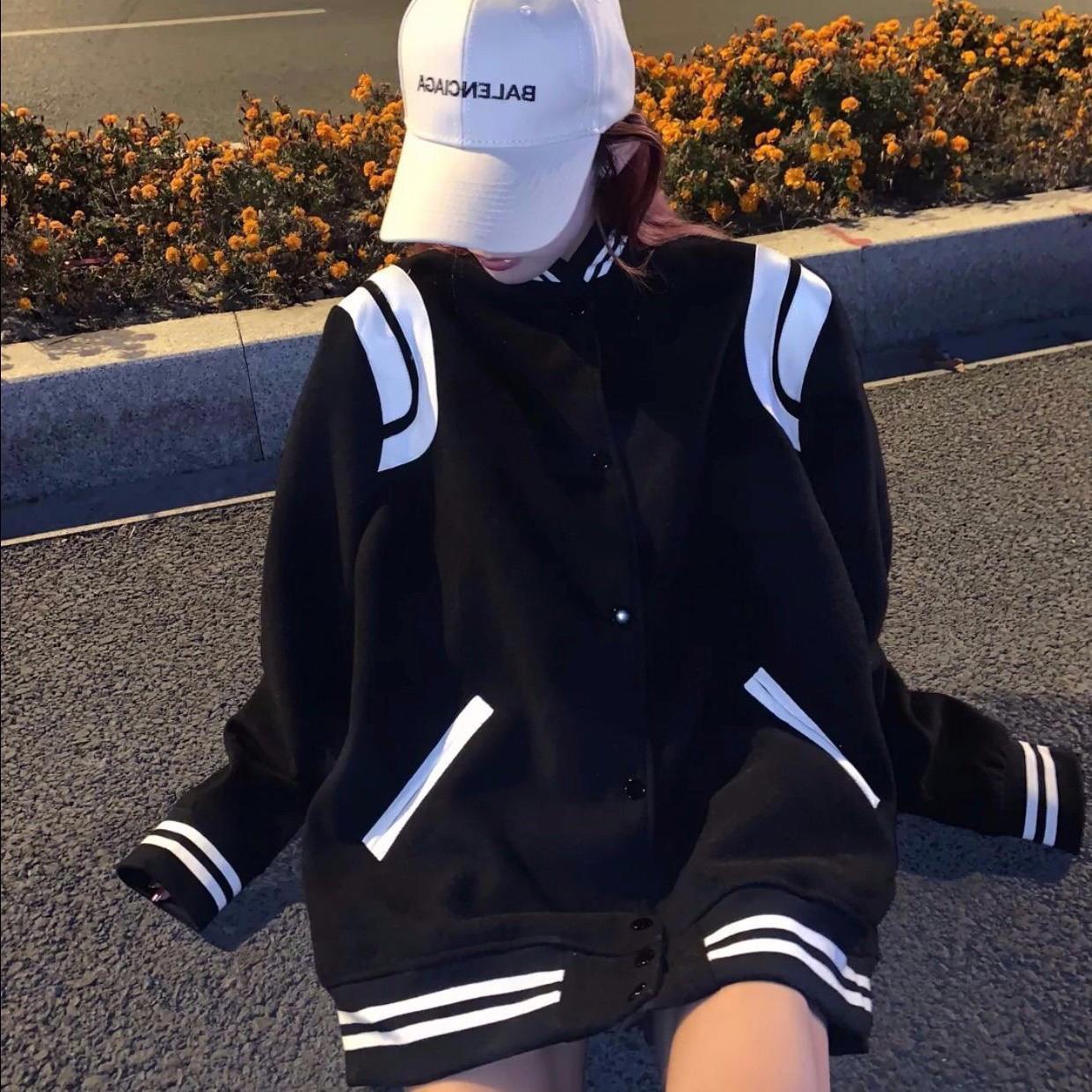 American retro letter embroidery flocking Y2K street hip-hop baseball uniform jacket female new college style couple outfit