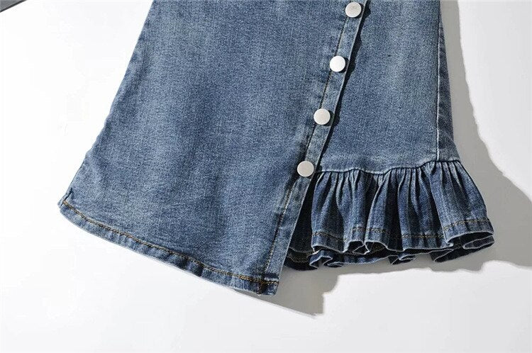 Harajuku Punk Y2K Denim Mini Pleated Skirt Ladies Summer High Waist Jeans Shorts Skirts Women Ruffles Fashion Korean