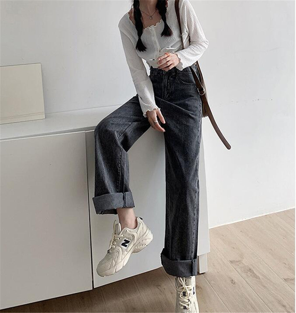Woman Jeans High Waist Clothes Wide Leg Denim Clothing Blue Streetwear Vintage Quality 2021Fashion Harajuku Straight Pants