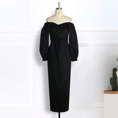 Sexy V Neck Women Wrap Dress Lantern Sleeve Slit Dresses Night Celebrate White Black Party Date Robe Vestidos Female New Fashion