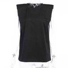 WannaThis Sleeveless O-Neck T-Shirt  Women Loose Casual Summer New2020 Solid Color Soft Cotton Basis Tees Simple Shirts Ladies