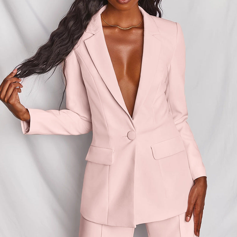 Two-Pieces Women Blazer Suit Sexy Elegant Woman Jacket And Trousers  Female Blazer Pink Yellow Chic Women Outfit Office Ladies