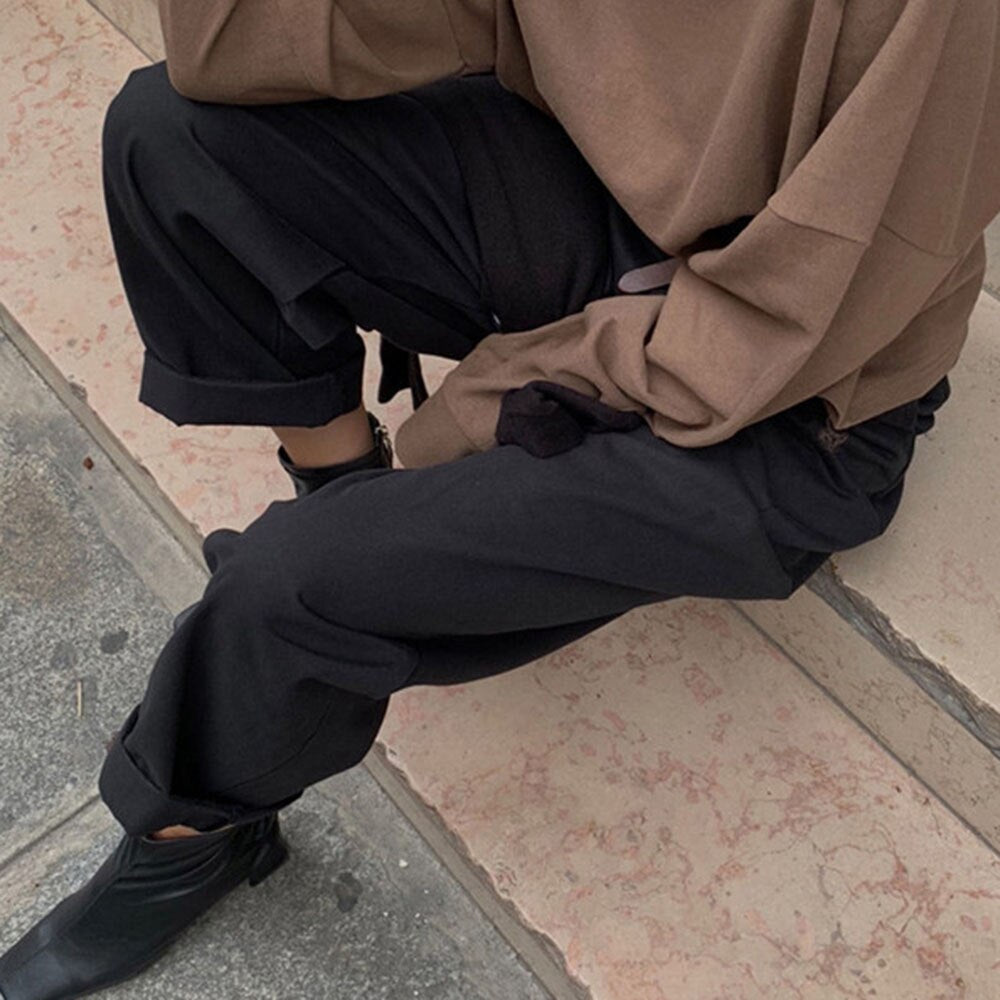 Autumn Winter New Fashion Solid Color Simplicity Loose Casual Women Casual Pants Korean Fashion Temperament High Waist