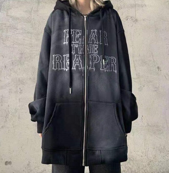 New Gothic Hoodies Women Clothes Fashion Vintage Ins Irregular Printing Long Sleeve Clothes for Teens Sweatshirt