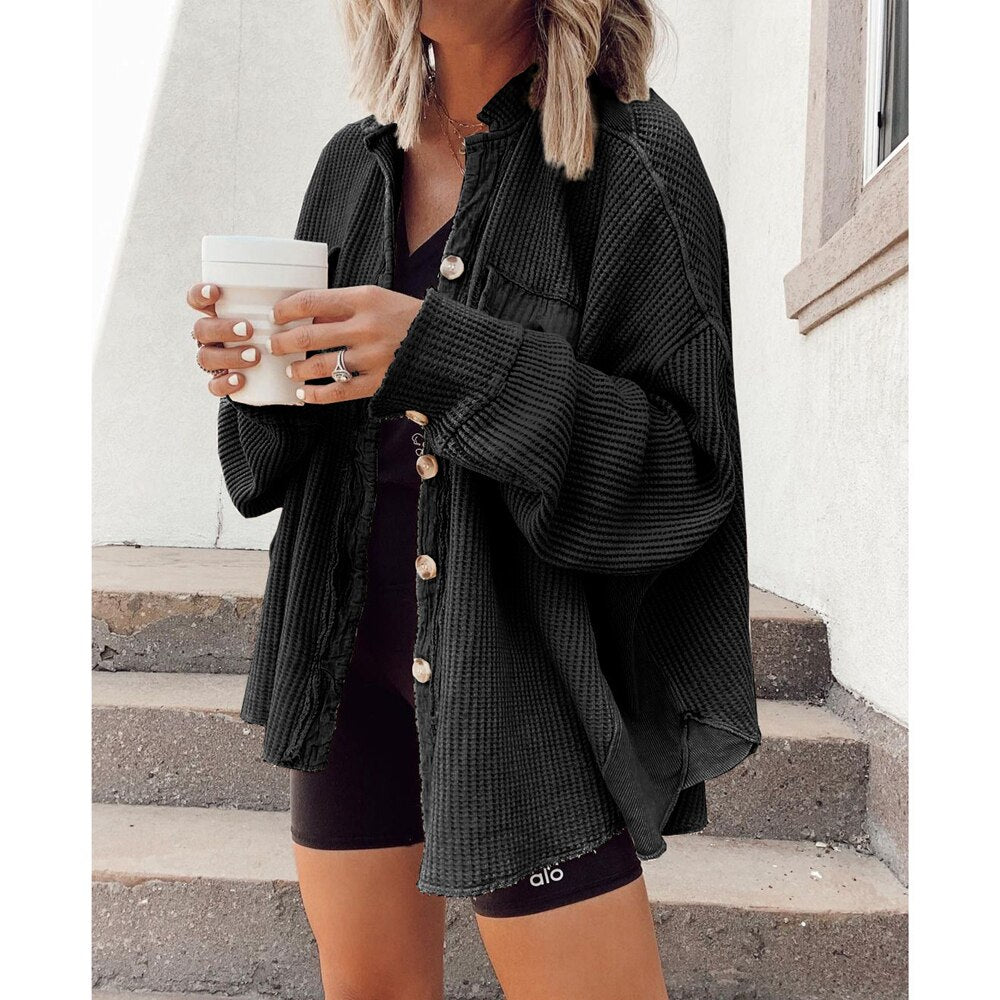 Autumn Winter Women Top Button Jacket Coat Fashion Casual Vintage Elegant Single Breasted Long Sleeve Outerwear Tops