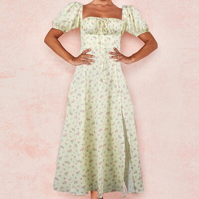 Strapless Side Split Corset Dress Beach Dress Summer Pink Floral Long Dress Women Sexy Off Shoulder Ruffles Party Dresses