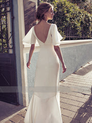 Lizakosht Elegant Chiffon Wedding Dresses Short Cap Sleeves A-line Satin Bohemian Bridal Gowns Beach Princess Robe Party Vestido De Novia