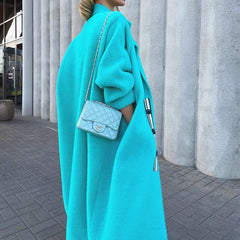 Lizakosht Women Woolen Coat Winter Elegant Temperament Coat Casual Loose Warm Mid Length Woolen Coat Jackets Female Ladies Streetwear