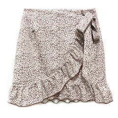 Women Skirt 2021 Summer New High Waist Lace Up Elastic Short Skirt Ruffled Irregular Leopard Print Zipper Skirt Casual Beachwear