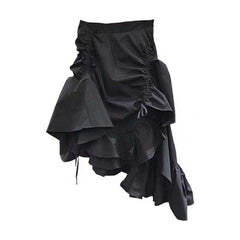 Lizakosht  Summer New High Waist Asymmetrical Skirt Irregular Fishtail Streetwear Skirt Elastic Waist Harajuku Loose  Ruffle Skirt