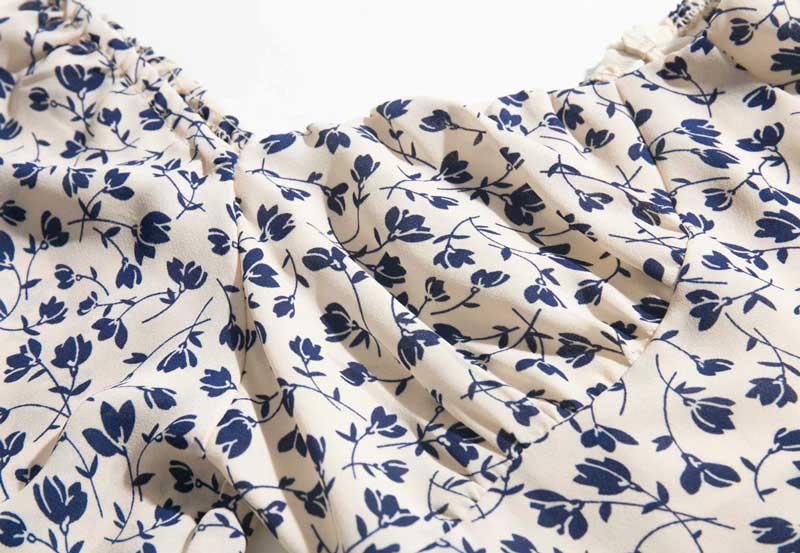 Lizakosht beige floral elegant women dress Square Collar High Waist summer dress Slim Fit Casual ladies dress chic dress
