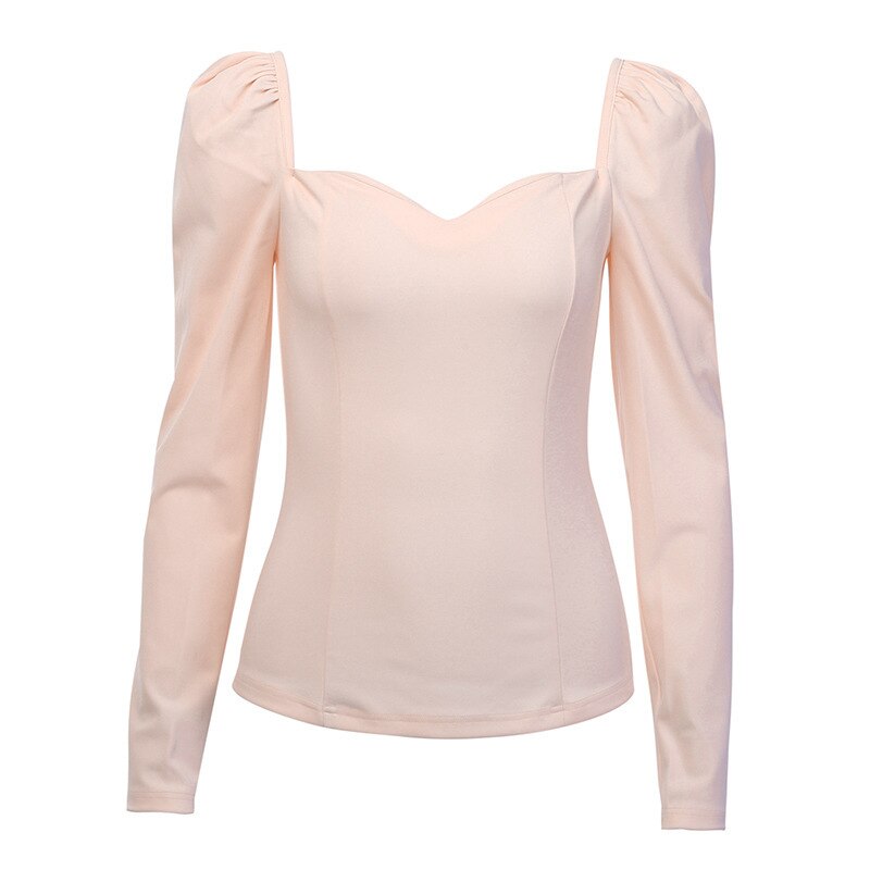 Lizakosht Korean Style Vintage Blouse Women Petal Collar Long Sleeve Sexy Clavicle Ladies Elegant Tops Fashion Casual Daily Base T-Shirt