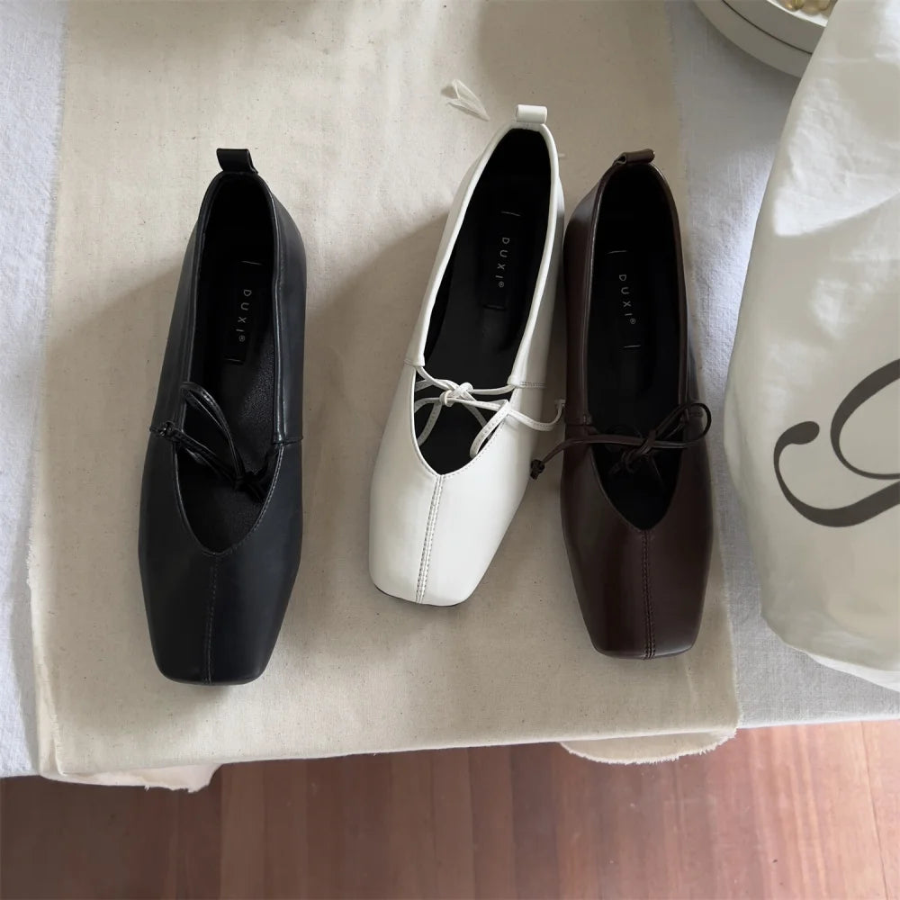 Lizakosht Korean Style Women Casual Flats Comfortable Soft Boat Shoes Loafers Ballerina Shallow Ballet Flat Shoes Women Slip on Side