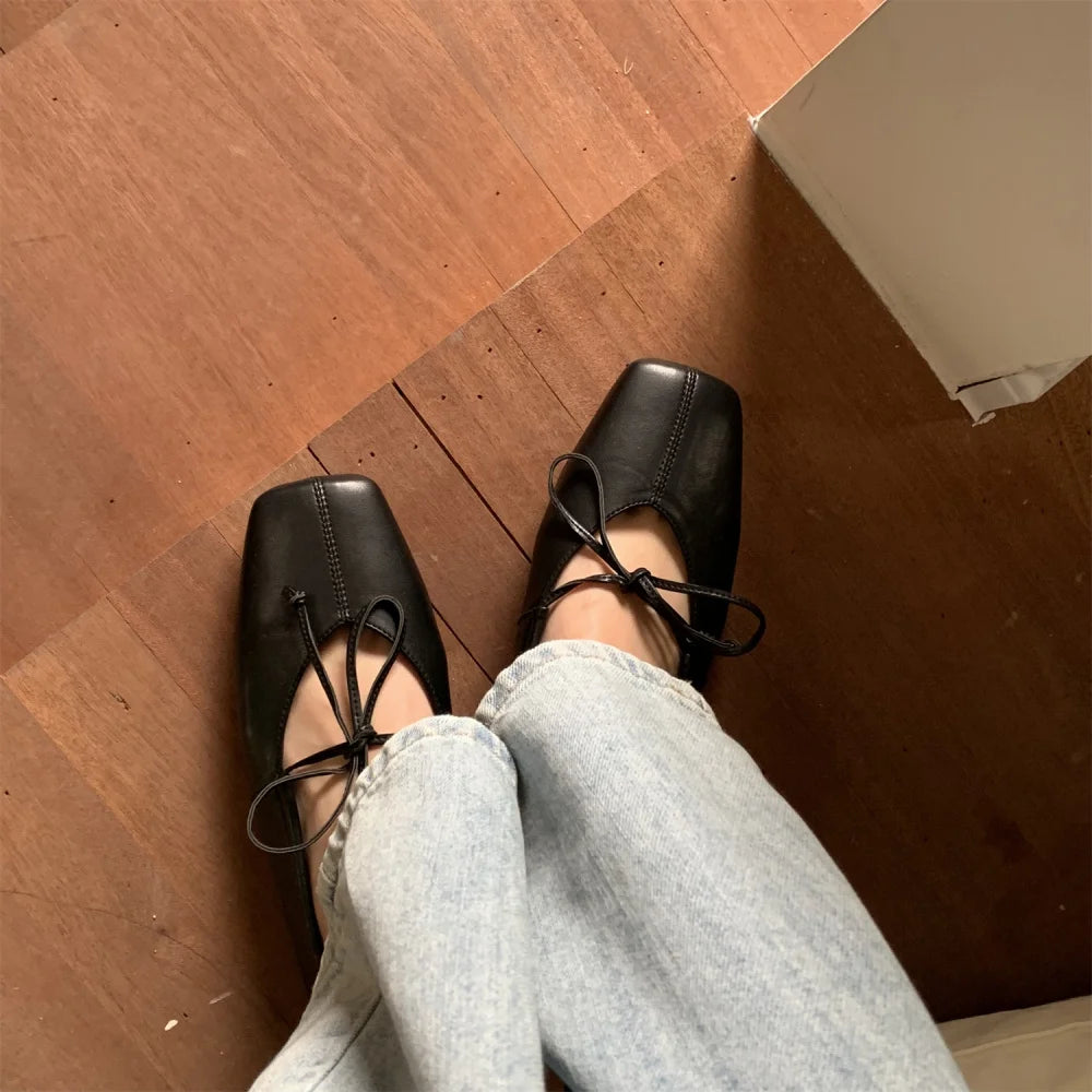 Lizakosht Korean Style Women Casual Flats Comfortable Soft Boat Shoes Loafers Ballerina Shallow Ballet Flat Shoes Women Slip on Side