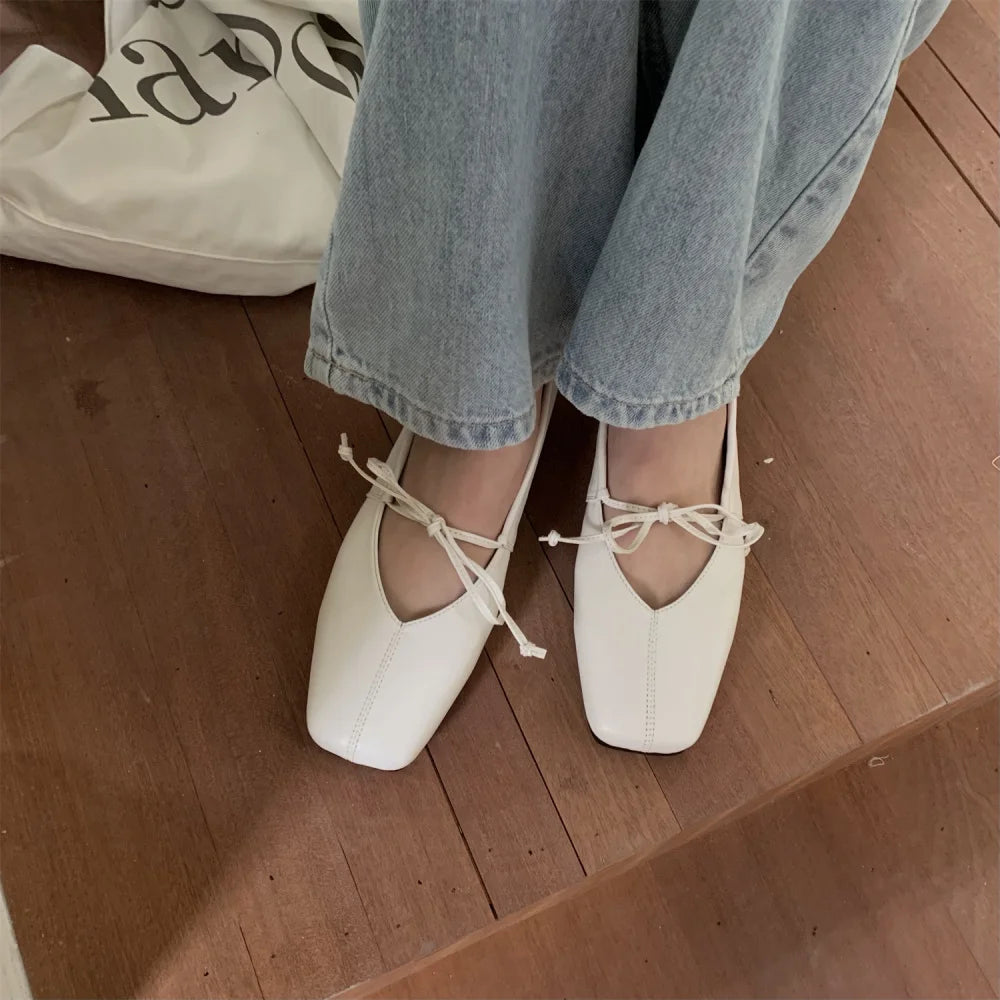 Lizakosht Korean Style Women Casual Flats Comfortable Soft Boat Shoes Loafers Ballerina Shallow Ballet Flat Shoes Women Slip on Side