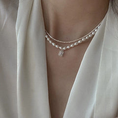 Lizakosht Japan Elegant Freshwater Pearl Choker For Women Girls Fashion Sqaure Crystal Wedding Necklace Jewelry Colares