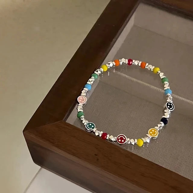 Lizakosht Korean Rainbow Clouds Acrylic Colorful Beads Bracelet For Fashion Girls Face Sweet Cute Party Jewelry Gifts