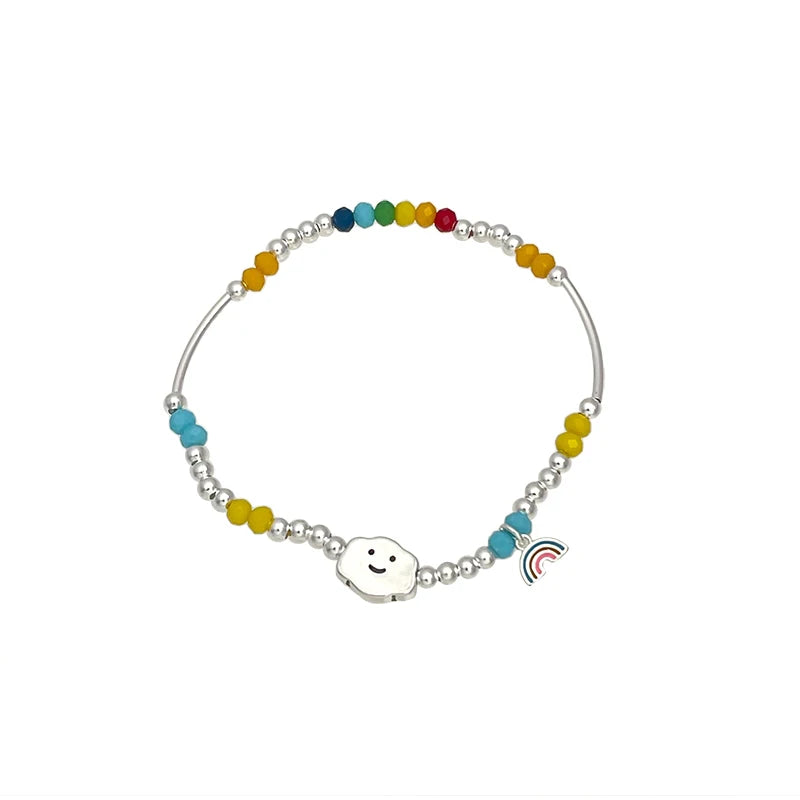 Lizakosht Korean Rainbow Clouds Acrylic Colorful Beads Bracelet For Fashion Girls Face Sweet Cute Party Jewelry Gifts